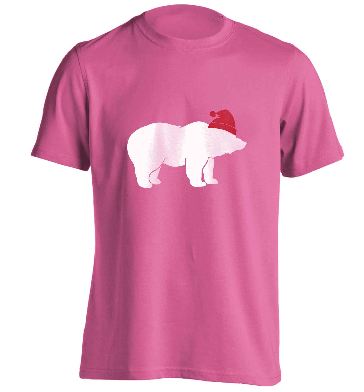Blue bear Santa adults unisex pink Tshirt 2XL