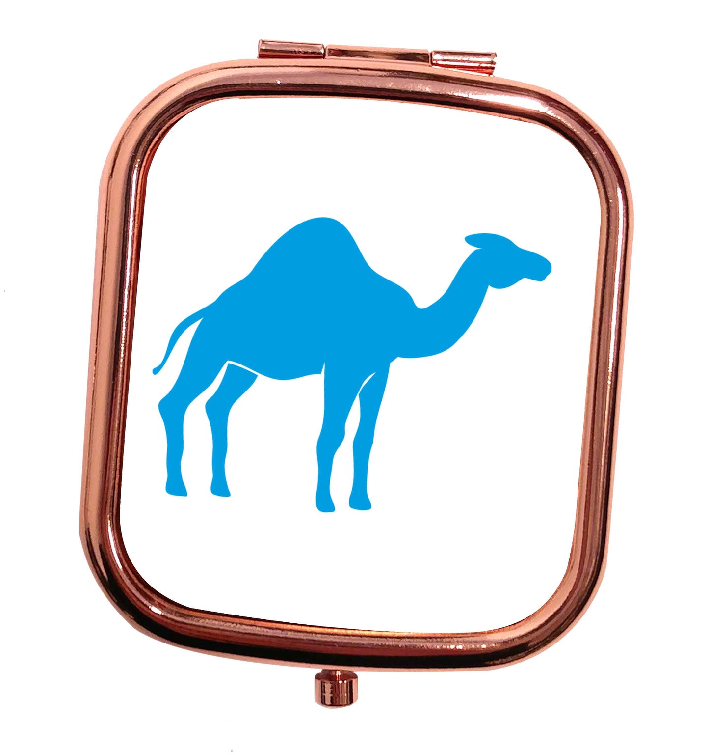 Blue camel rose gold square pocket mirror