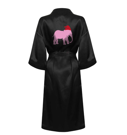 Pink elephant Santa XL/XXL black ladies dressing gown size 16/18