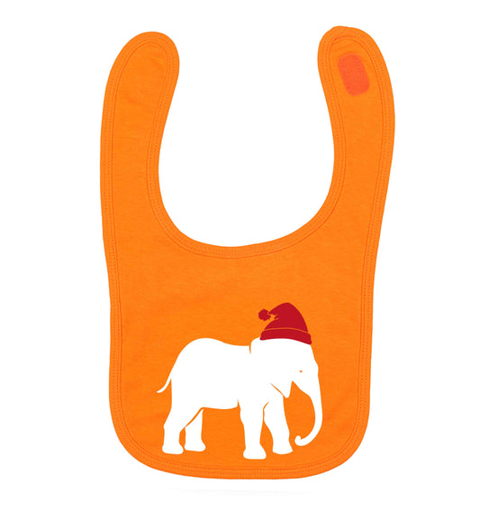 Pink elephant Santa orange baby bib