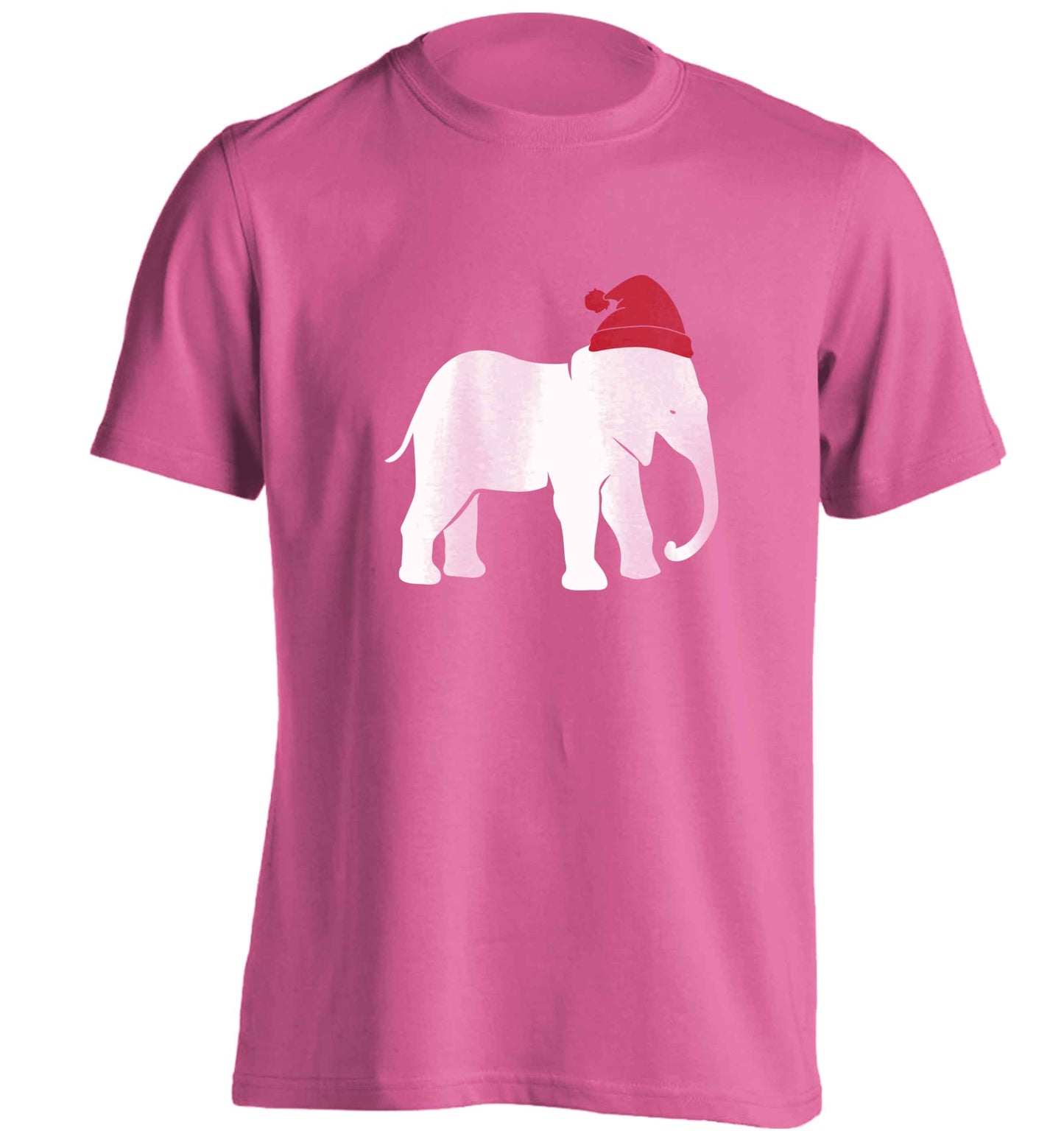 Pink elephant Santa adults unisex pink Tshirt 2XL