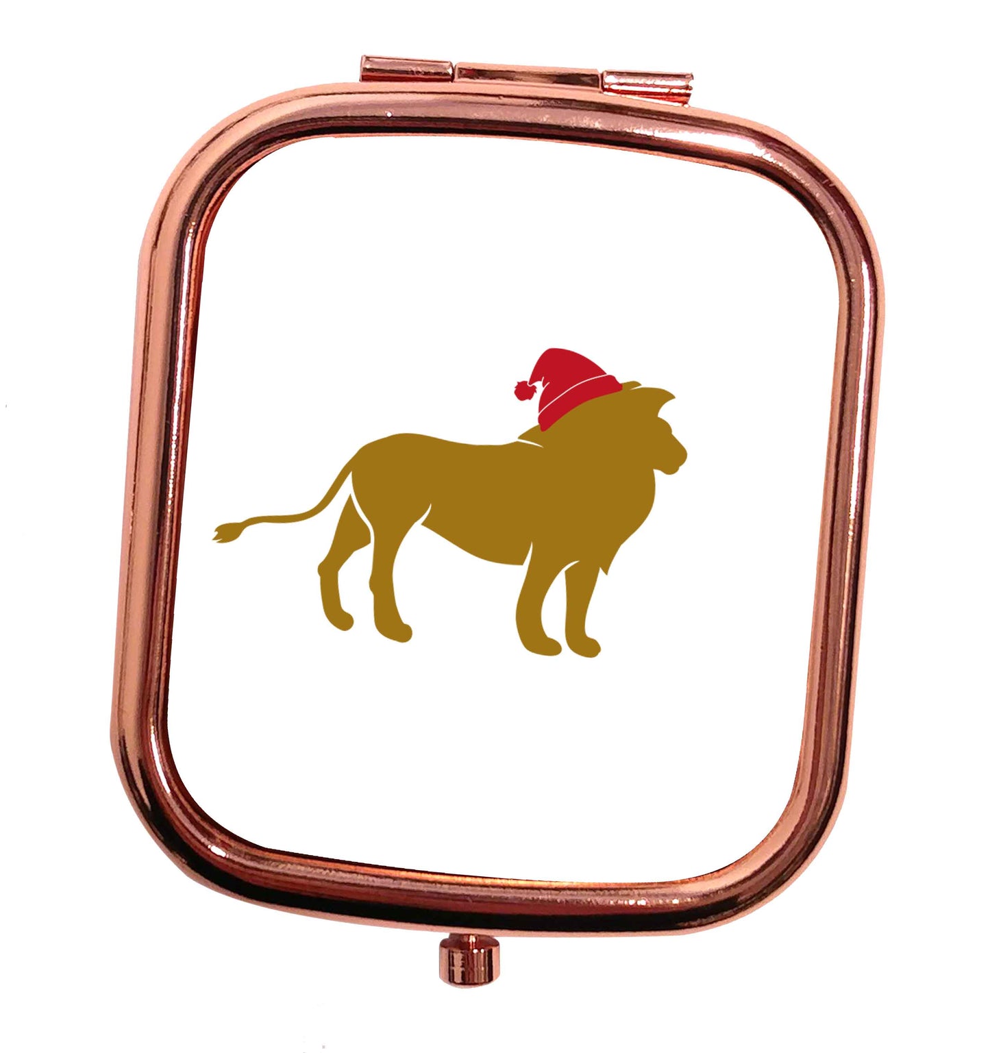Gold lion santa rose gold square pocket mirror