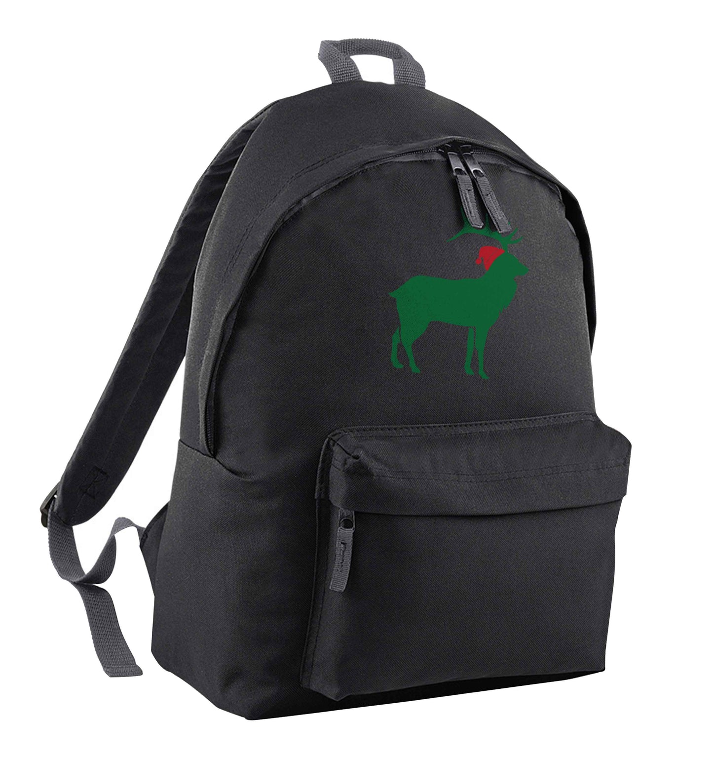 Green stag Santa black adults backpack