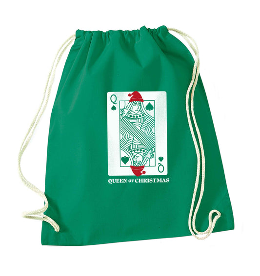 Queen of christmas green drawstring bag