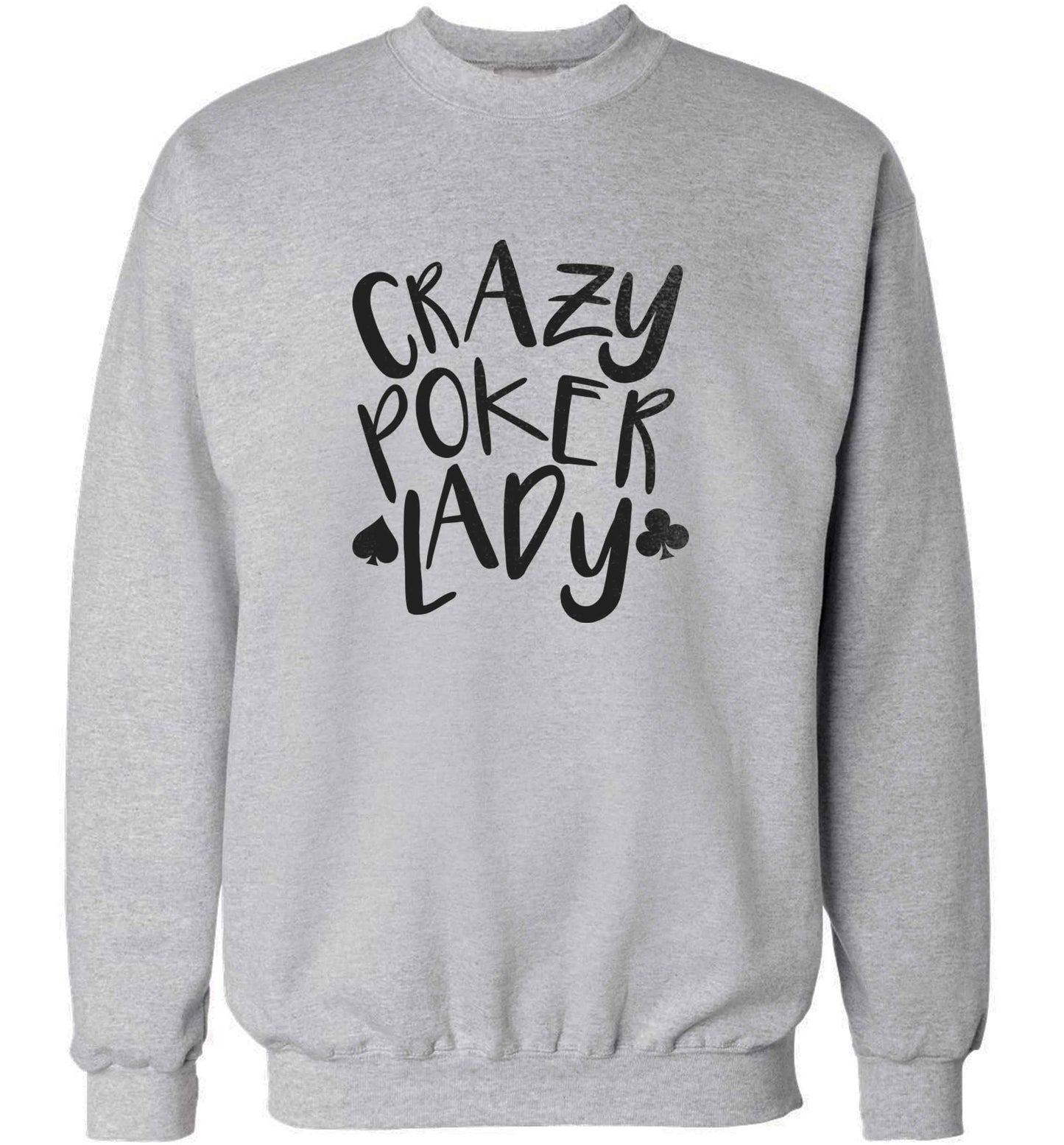 Crazy poker lady adult's unisex grey sweater 2XL