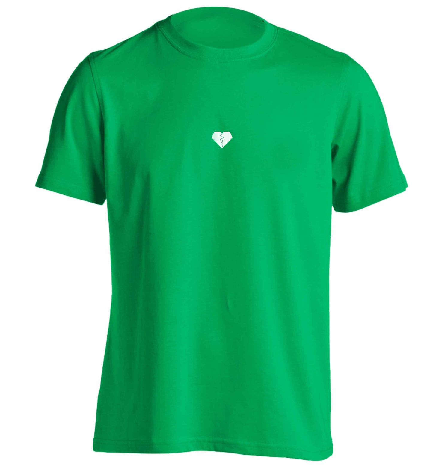 Tiny broken heart adults unisex green Tshirt 2XL