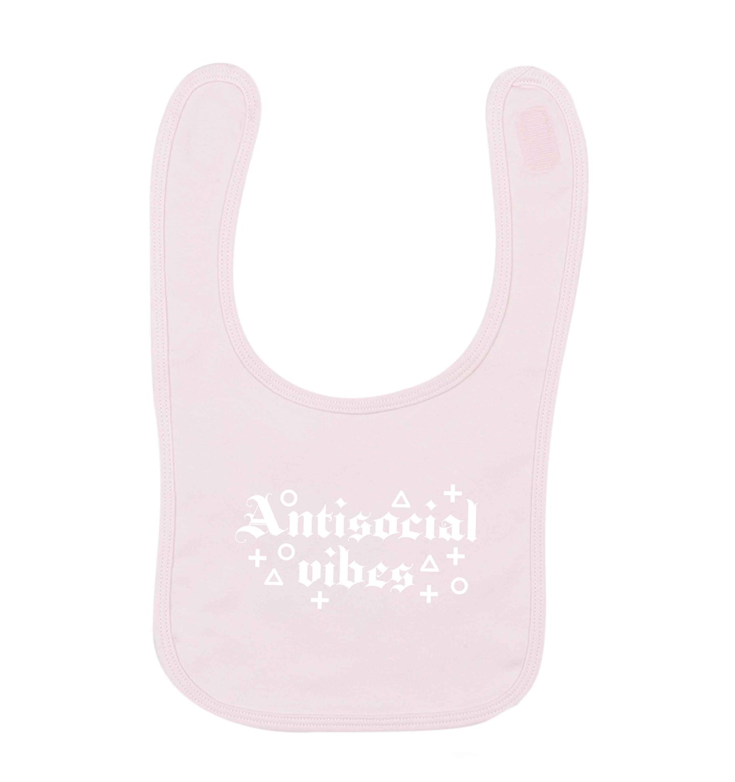 Antisocial vibes pale pink baby bib