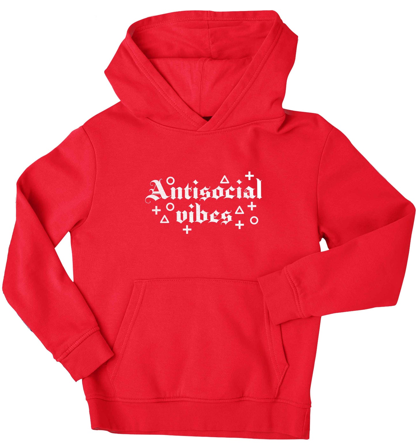 Antisocial vibes children's red hoodie 12-13 Years