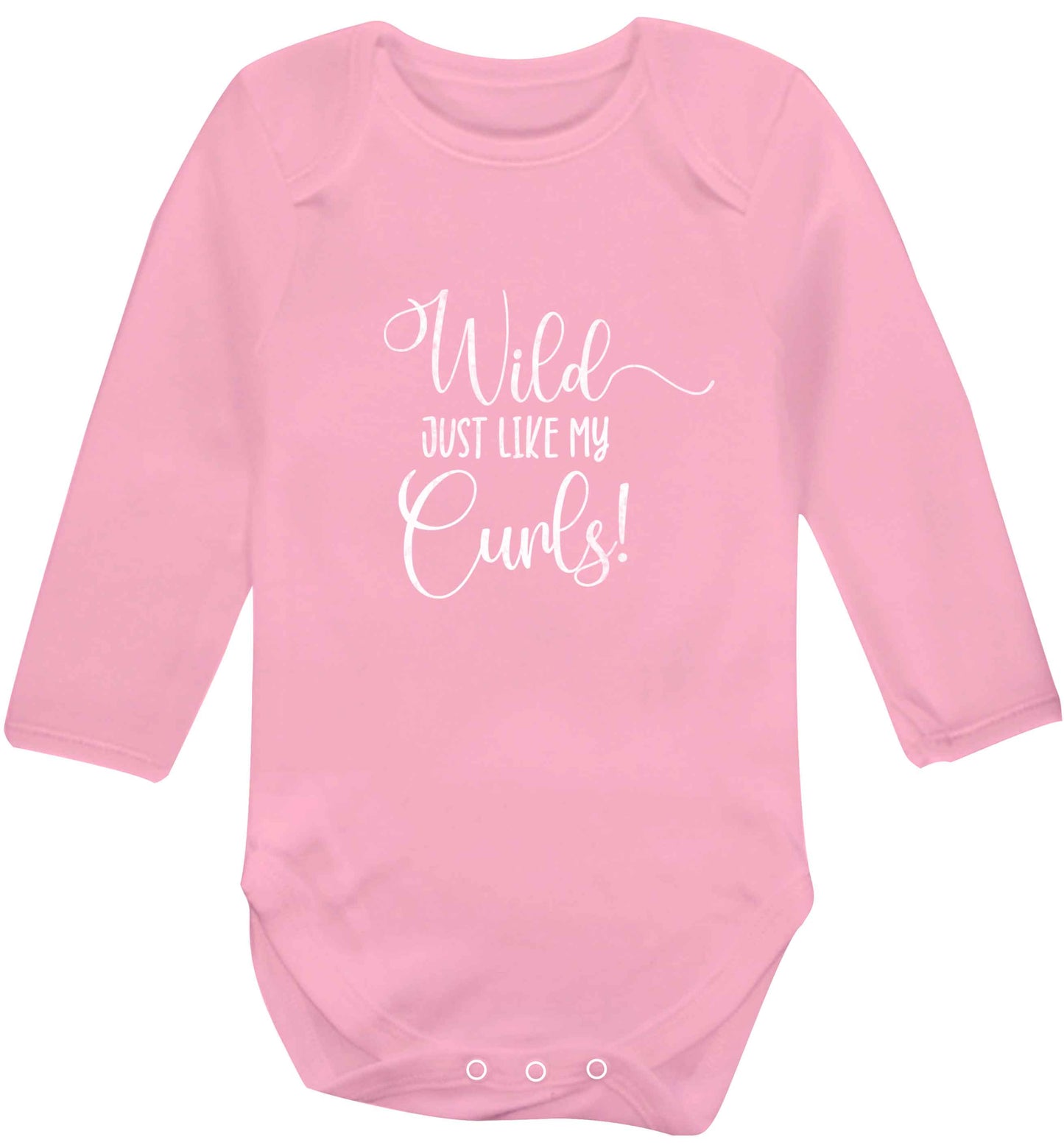 Wild just like my curls baby vest long sleeved pale pink 6-12 months