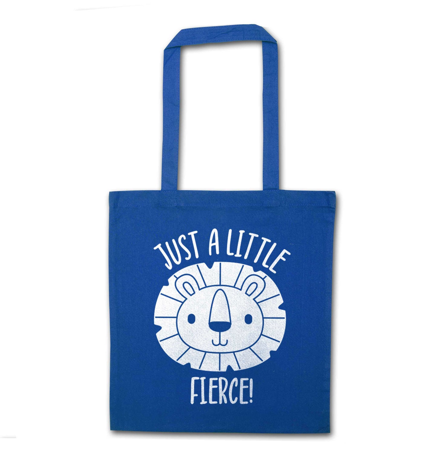 Just a little fierce blue tote bag
