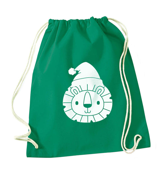 Santa lion green drawstring bag