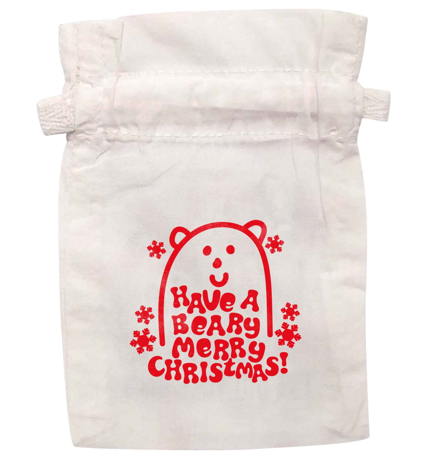 Have a beary merrry christmas | XS - L | Pouch / Drawstring bag / Sack | Organic Cotton | Bulk discounts available!