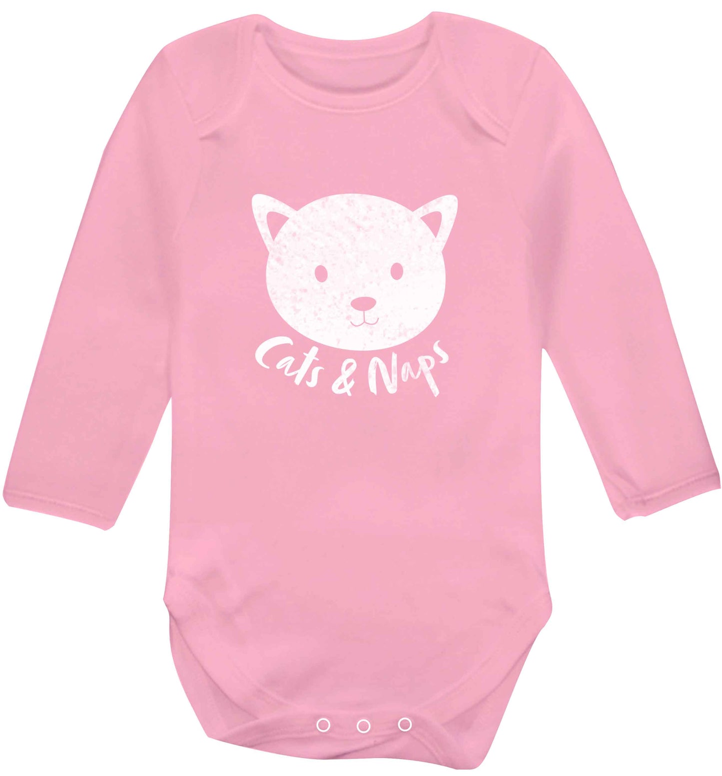 Cats and naps Kit baby vest long sleeved pale pink 6-12 months