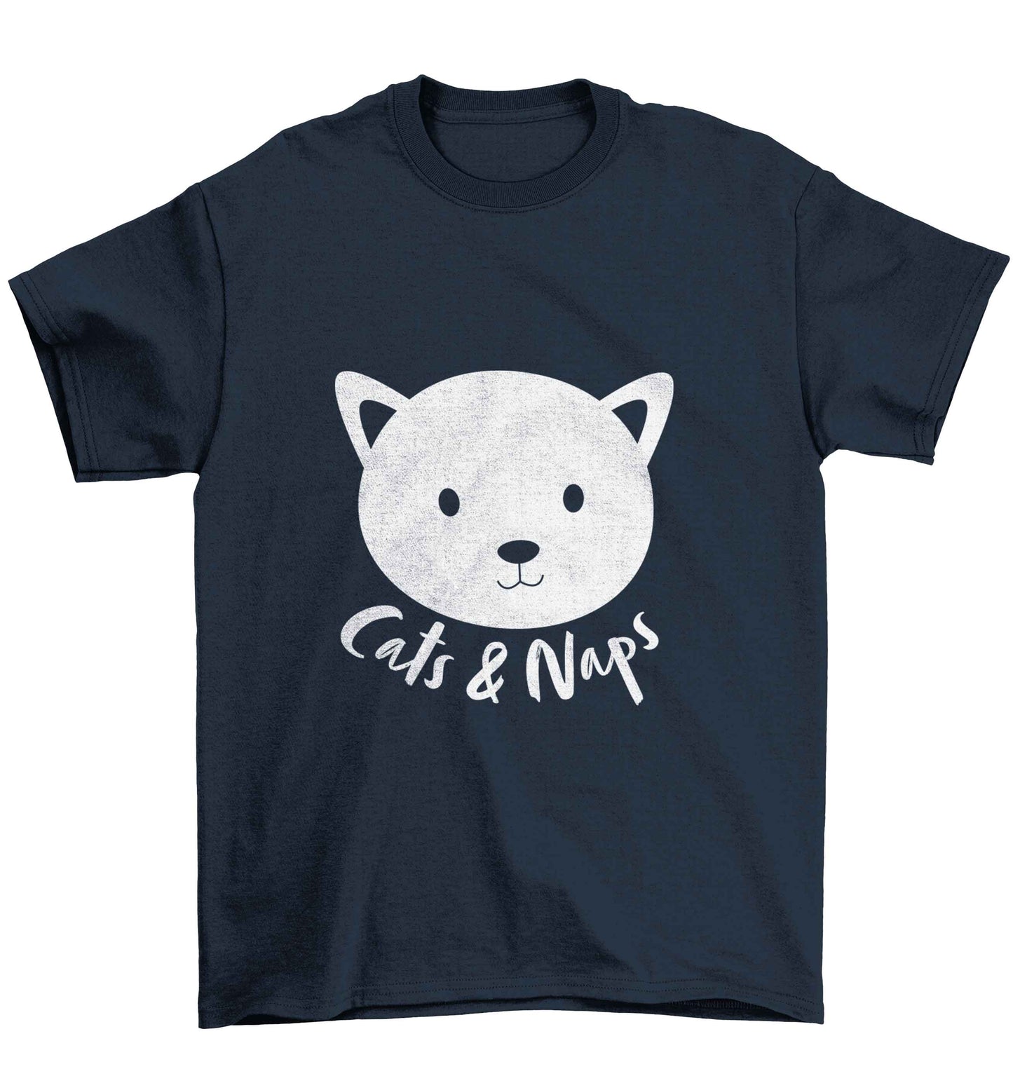 Cats and naps Kit Children's navy Tshirt 12-13 Years