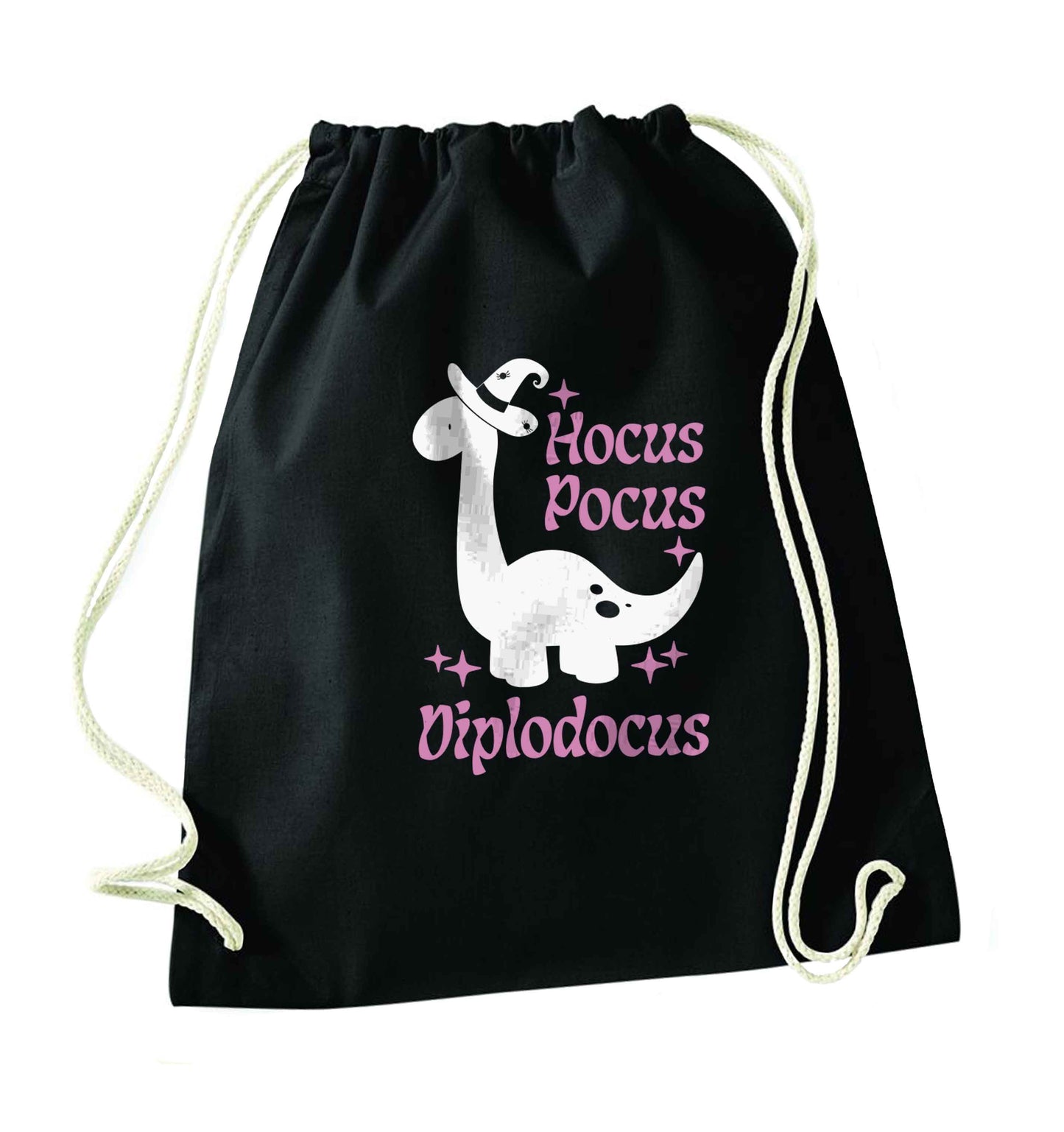 Hocus pocus diplodocus Kit black drawstring bag