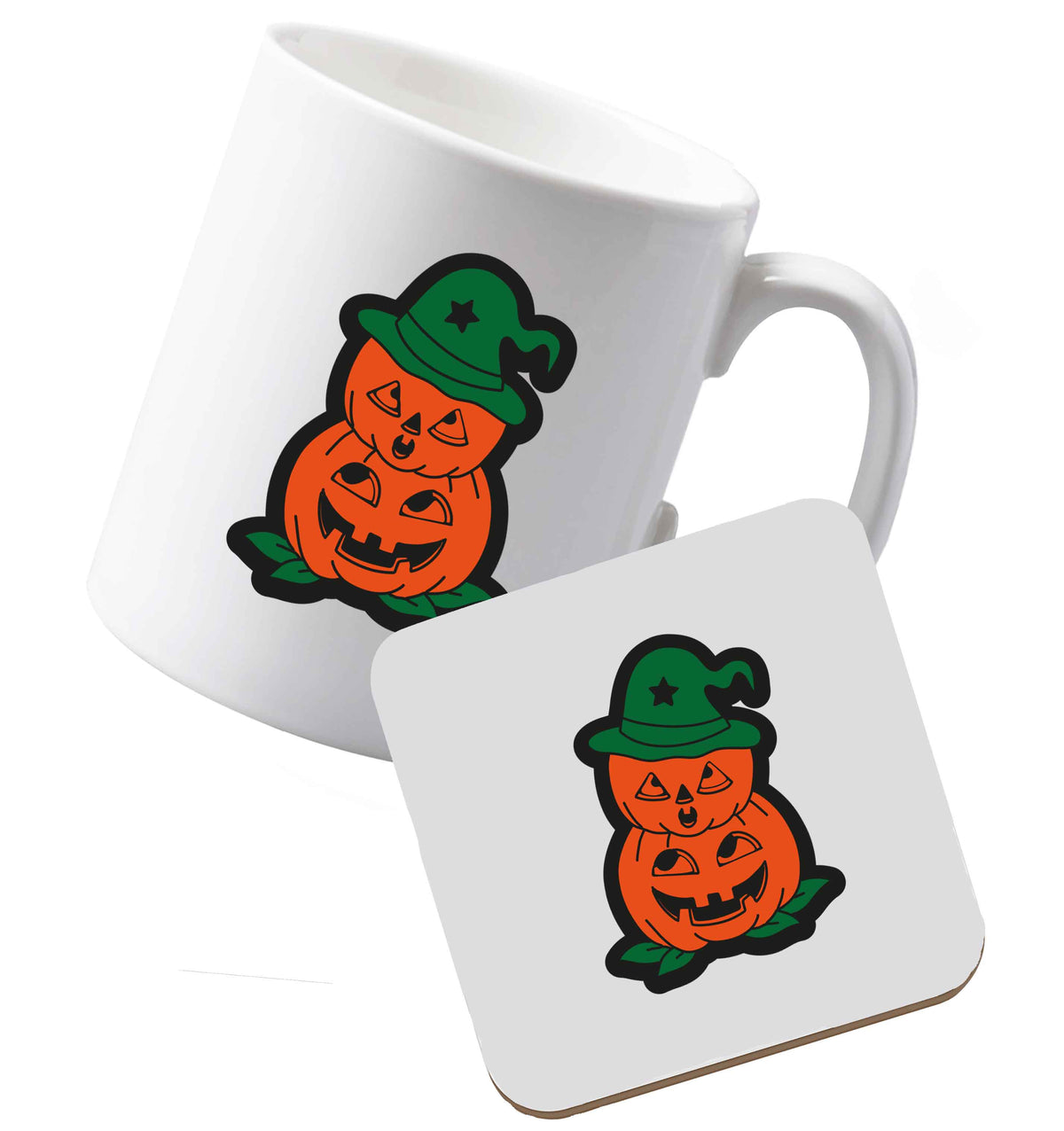 10 oz Ceramic mug and coaster Pumpkin stack Kit both sides