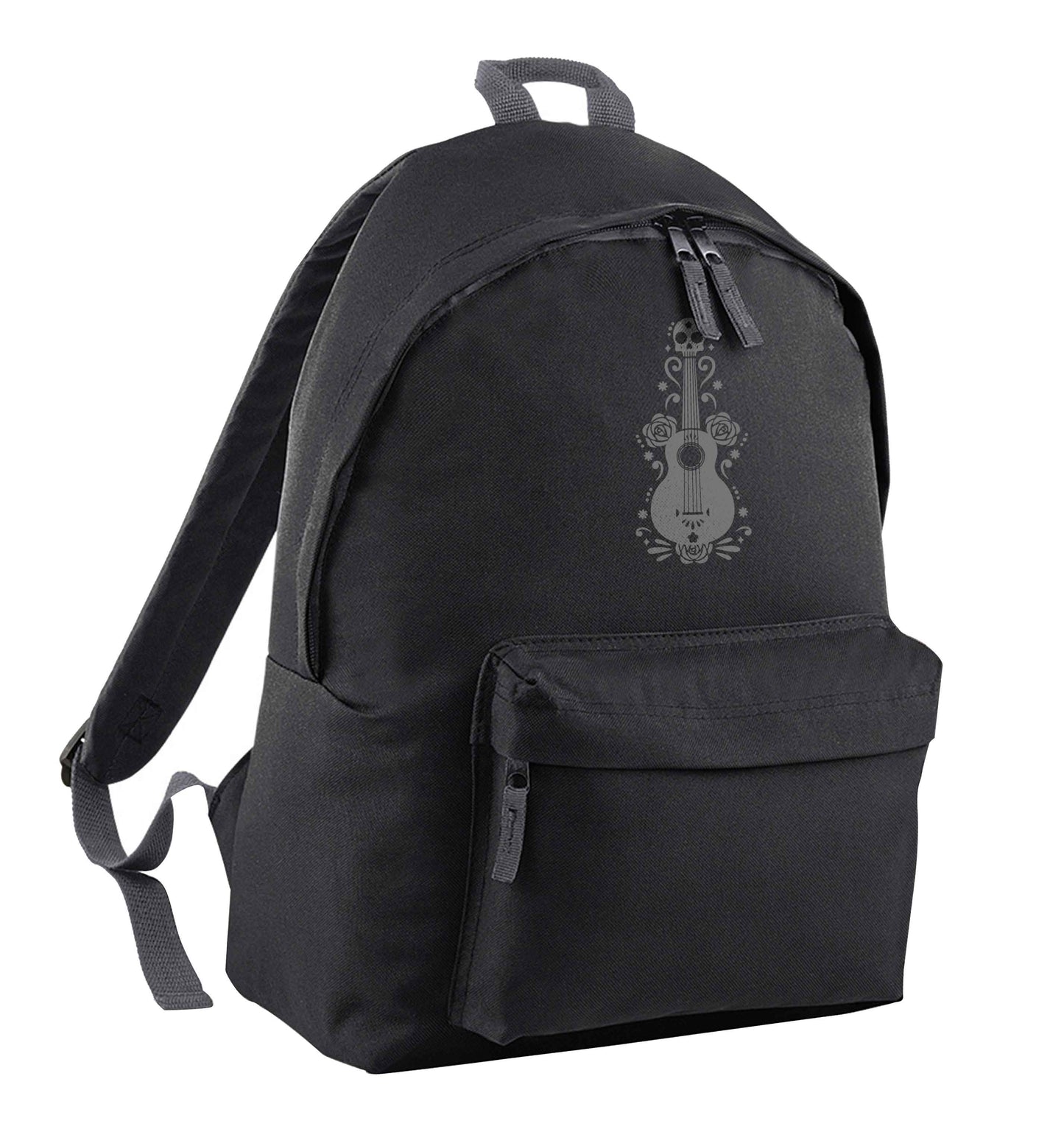 Guitar skull illustration black adults backpack