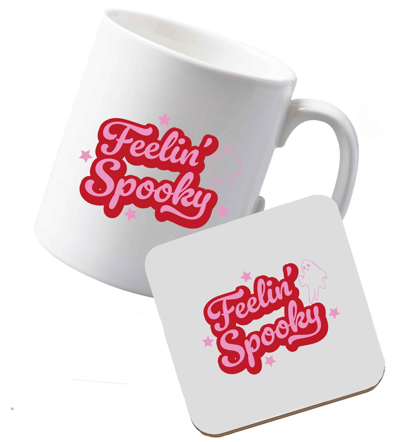 10 oz Ceramic mug and coaster Feelin' Spooky Kit both sides