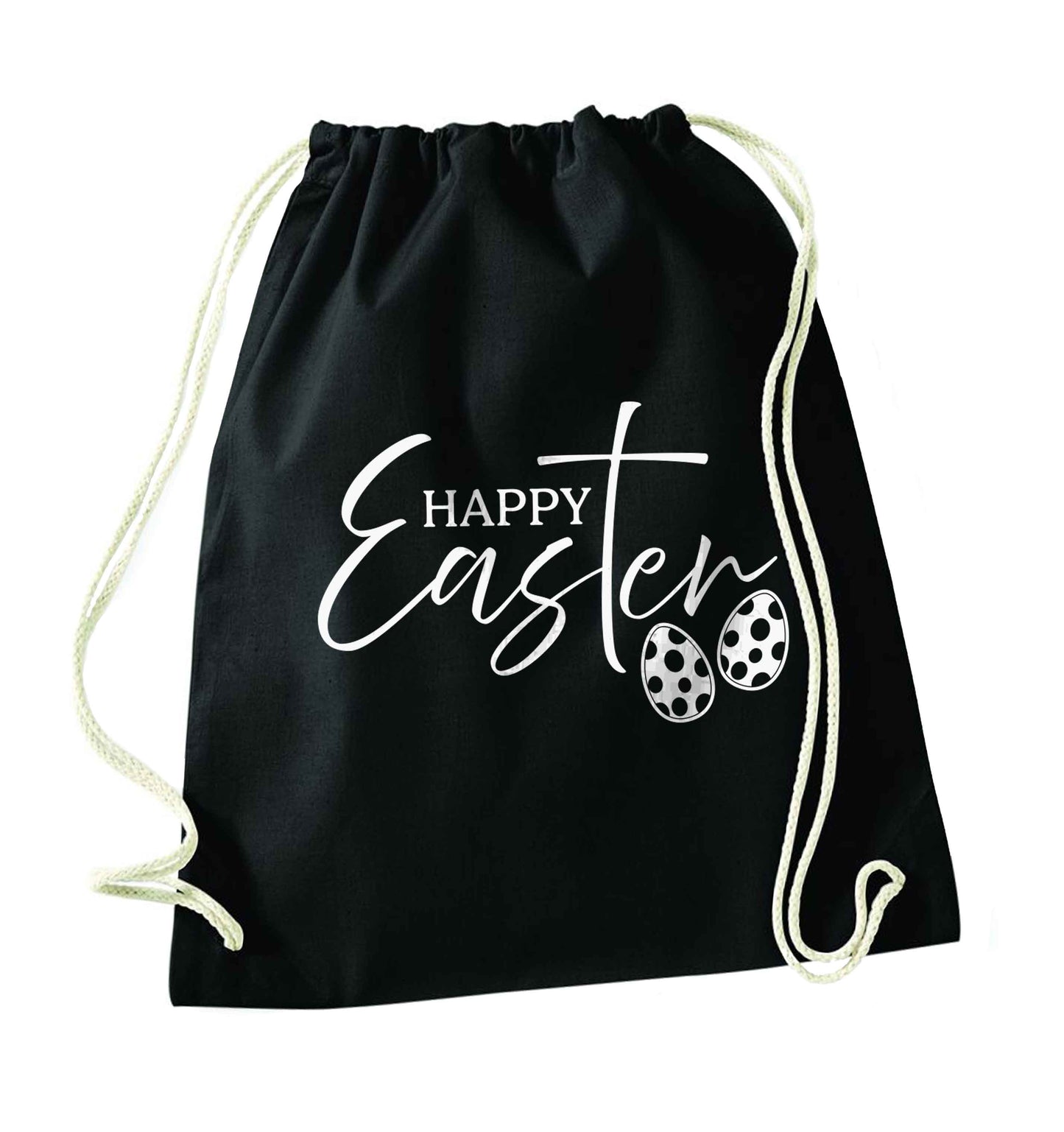 Happy Easter black drawstring bag