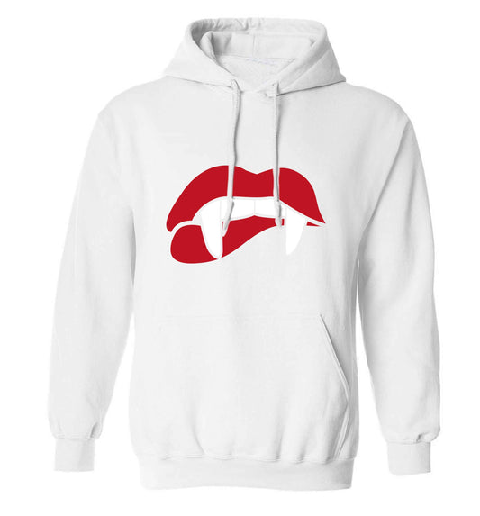 Vampire fangs adults unisex white hoodie 2XL