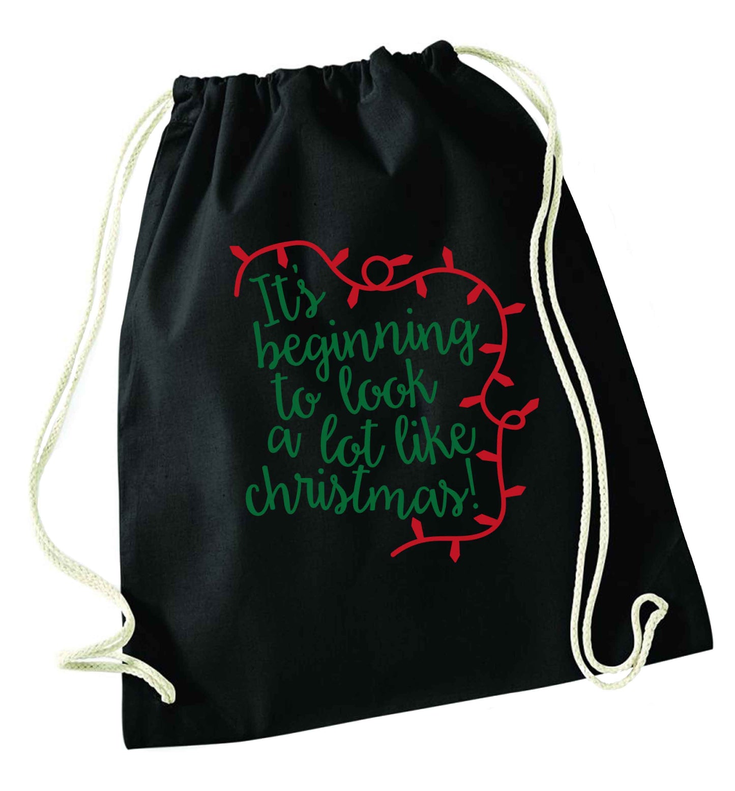 It's beginning to look a lot like Christmas black drawstring bag