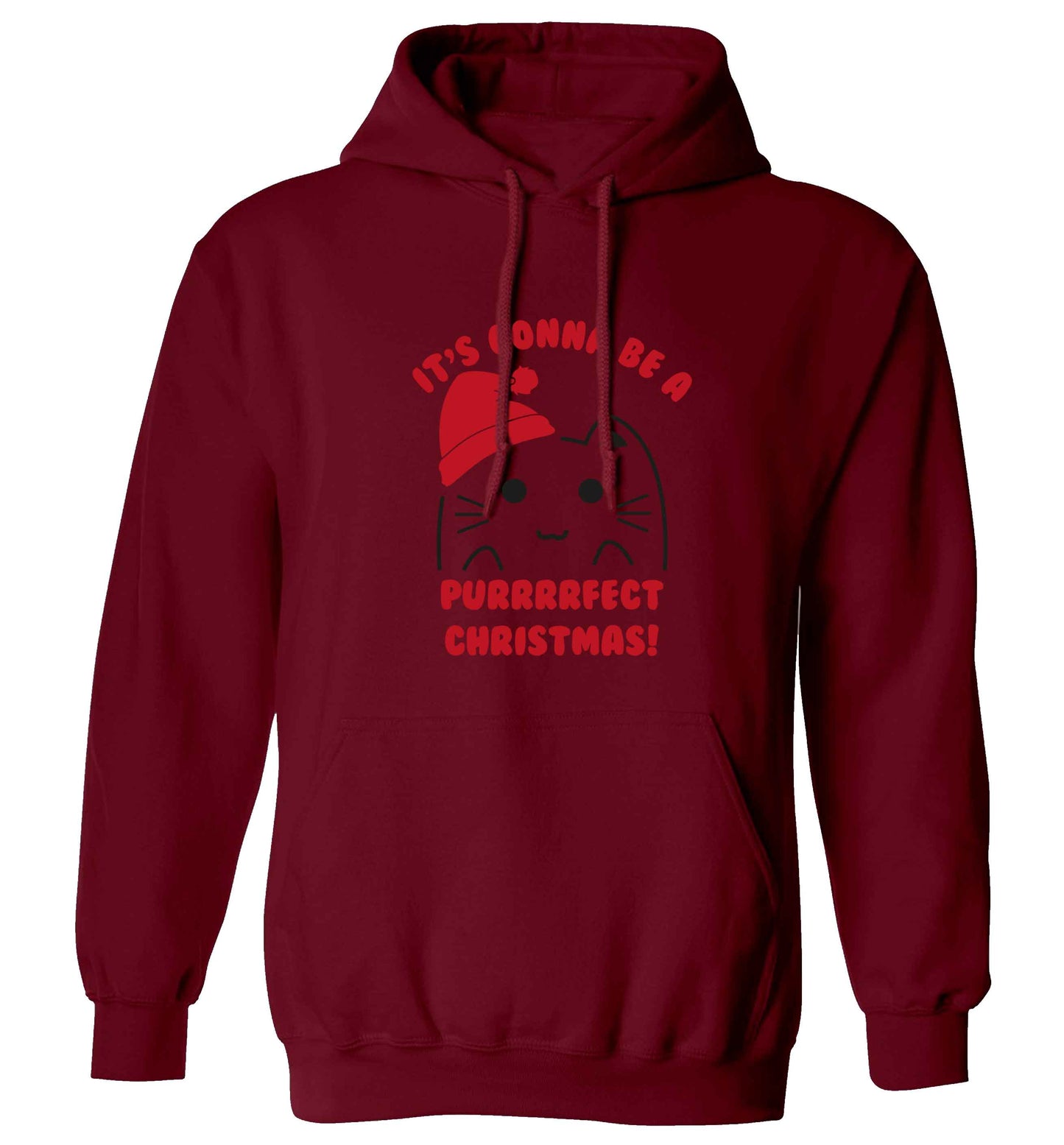 It's going to be a purrfect Christmas adults unisex maroon hoodie 2XL