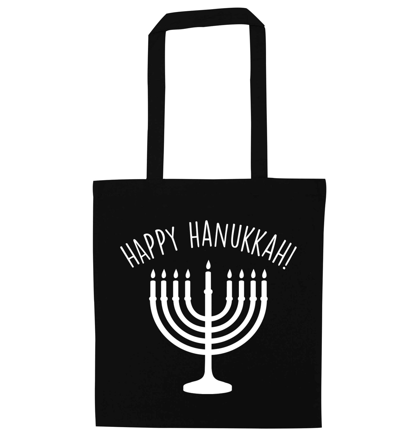 Happy hanukkah black tote bag
