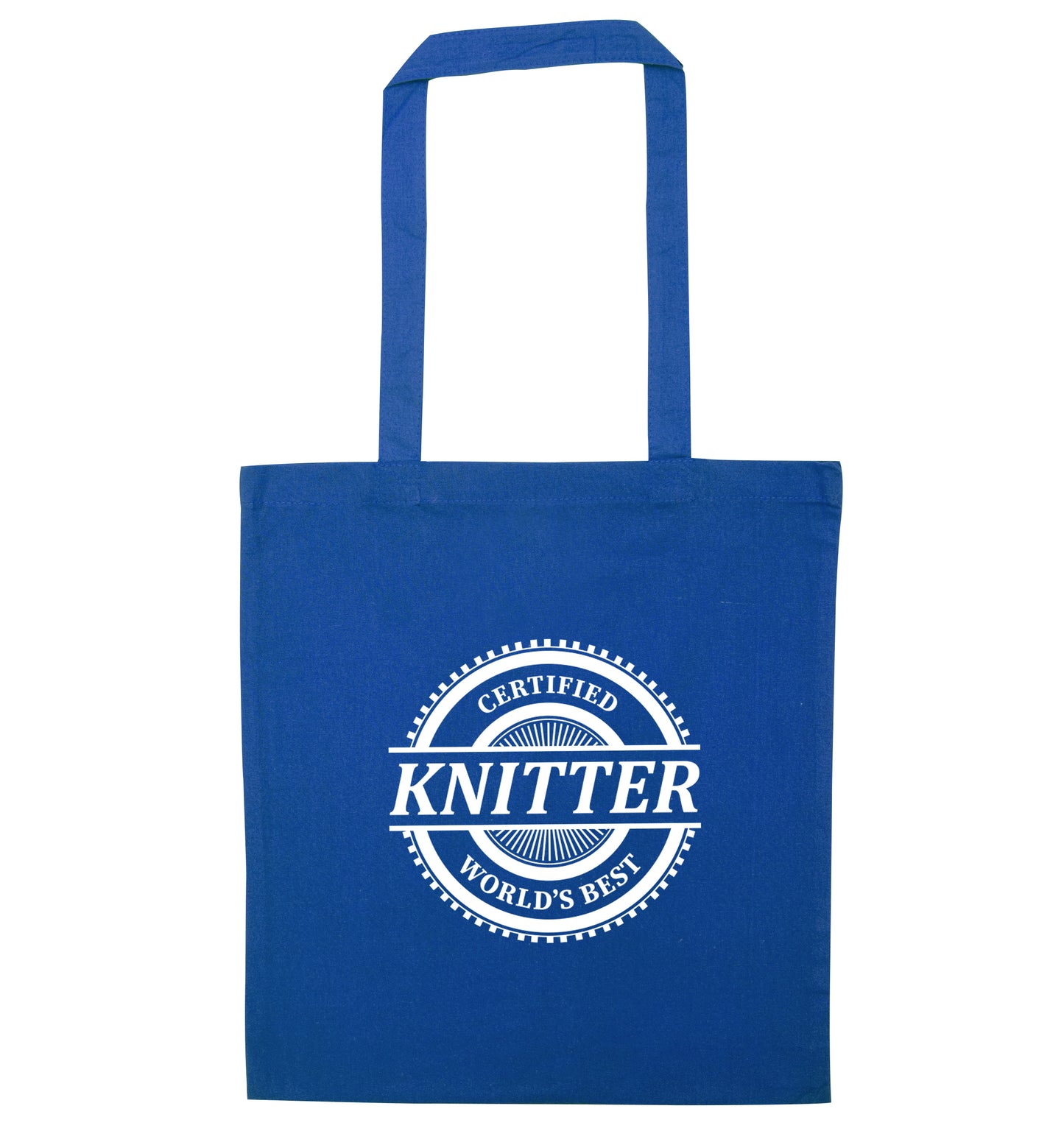 Worlds best knitter blue tote bag