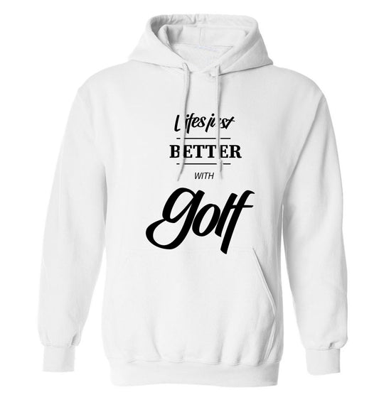 Life is better with golf adults unisex white hoodie 2XL
