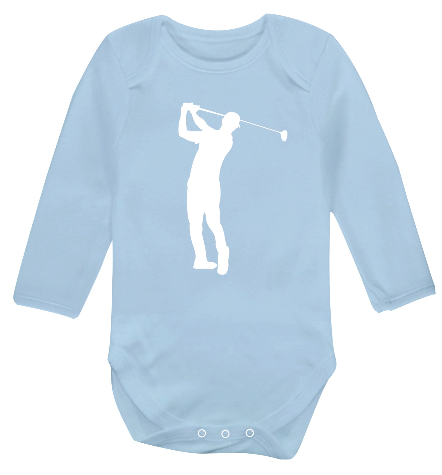 Golfer Illustration Baby Vest long sleeved pale blue 6-12 months