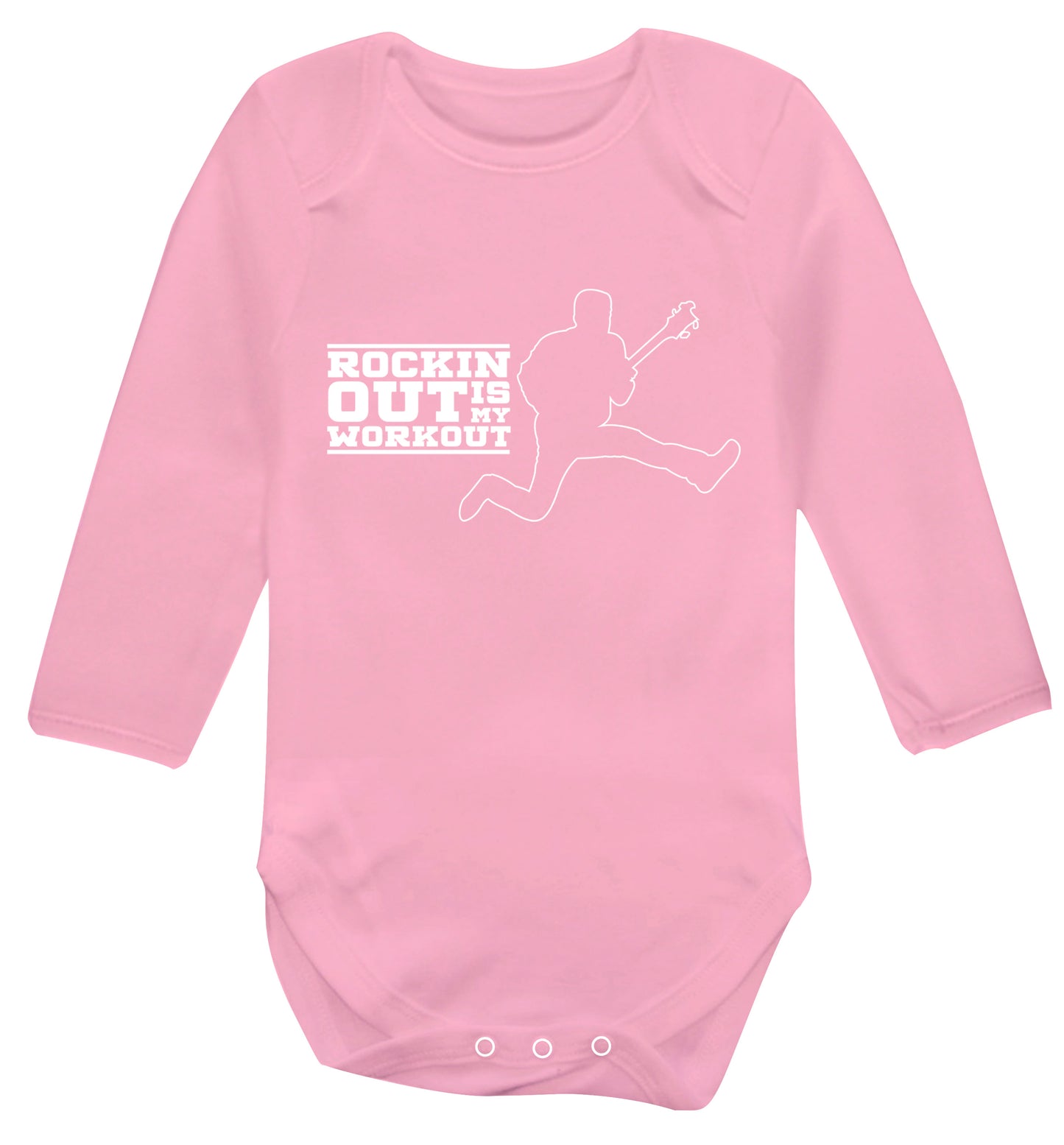 Rockin out is my workout Baby Vest long sleeved pale pink 6-12 months