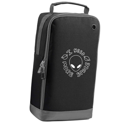 I need more space black sports shoe bag vertical print