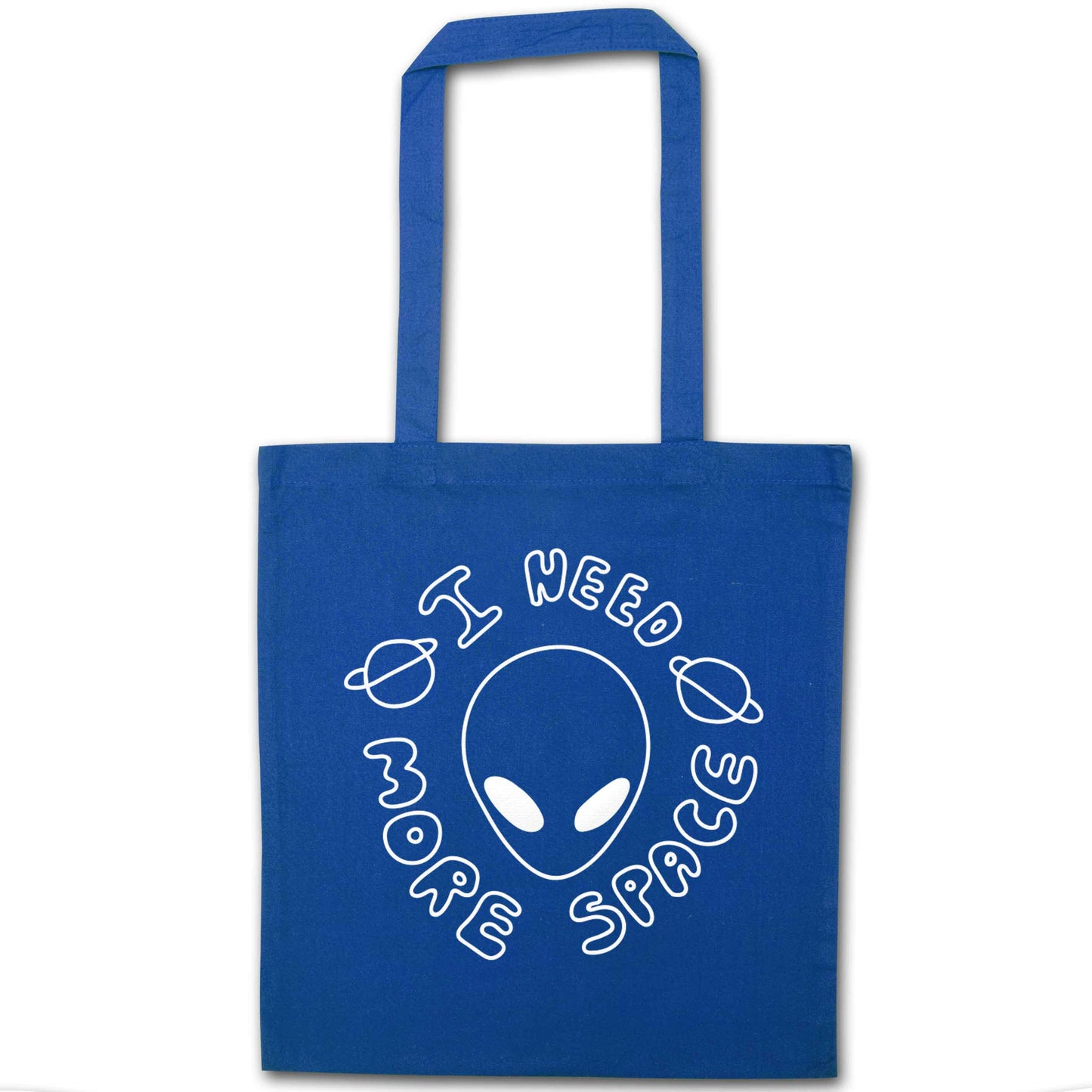 I need more space blue tote bag