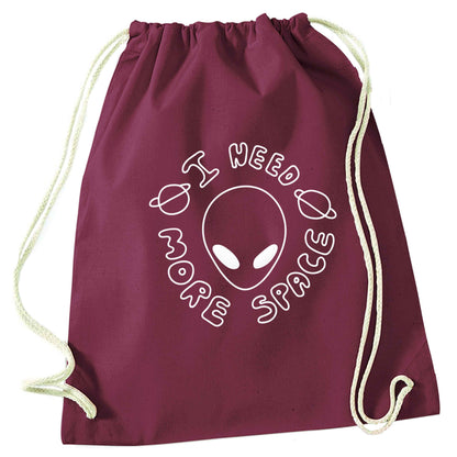 I need more space maroon drawstring bag