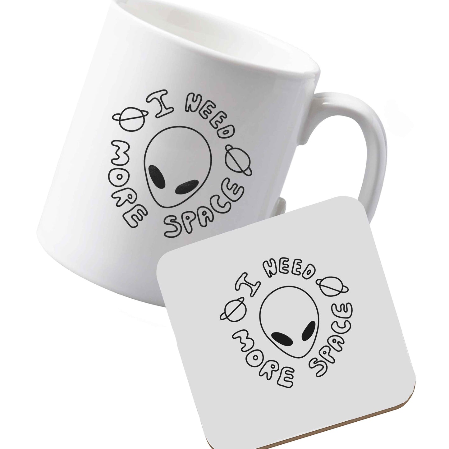 10 oz Ceramic mug and coaster I need more space left sided