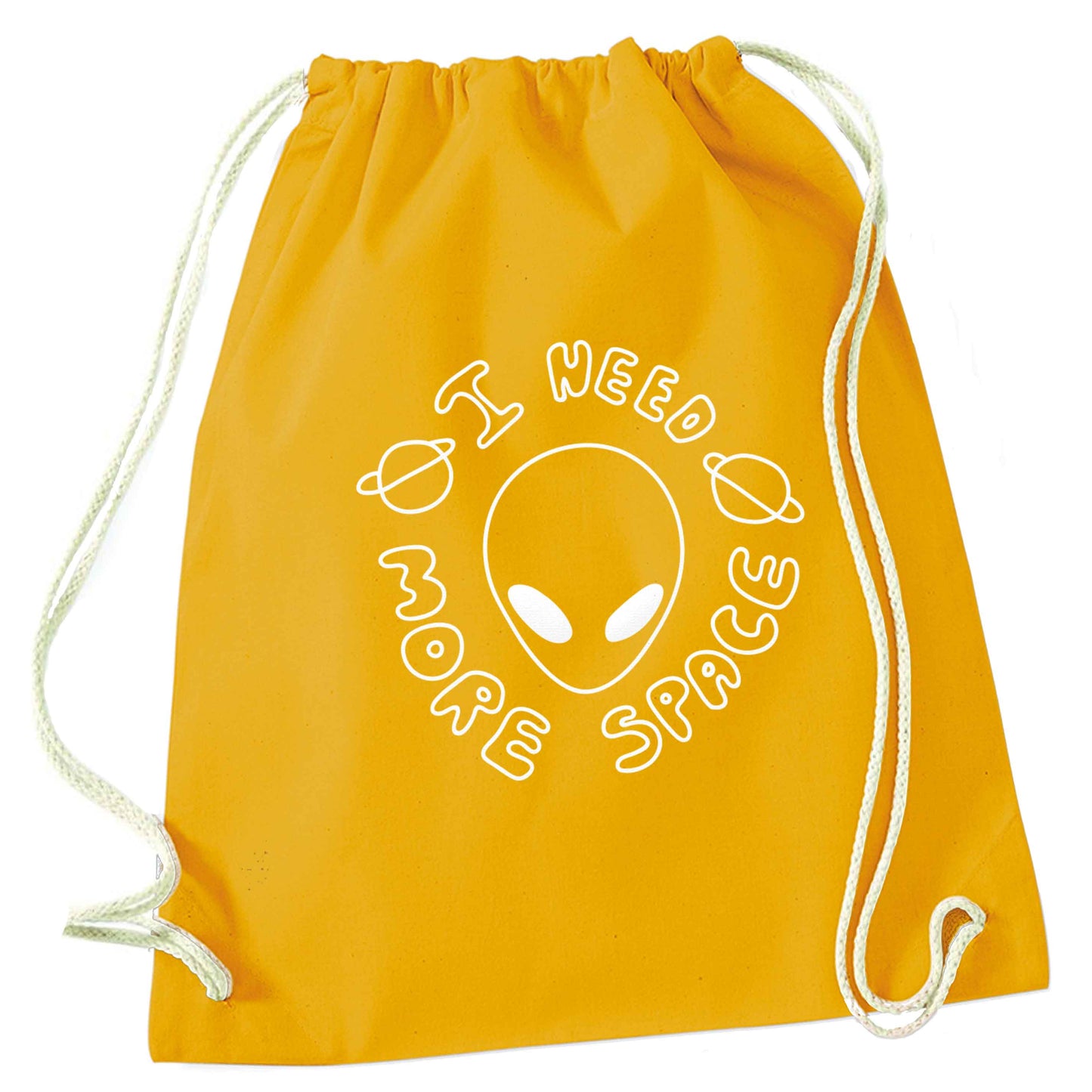 I need more space mustard drawstring bag