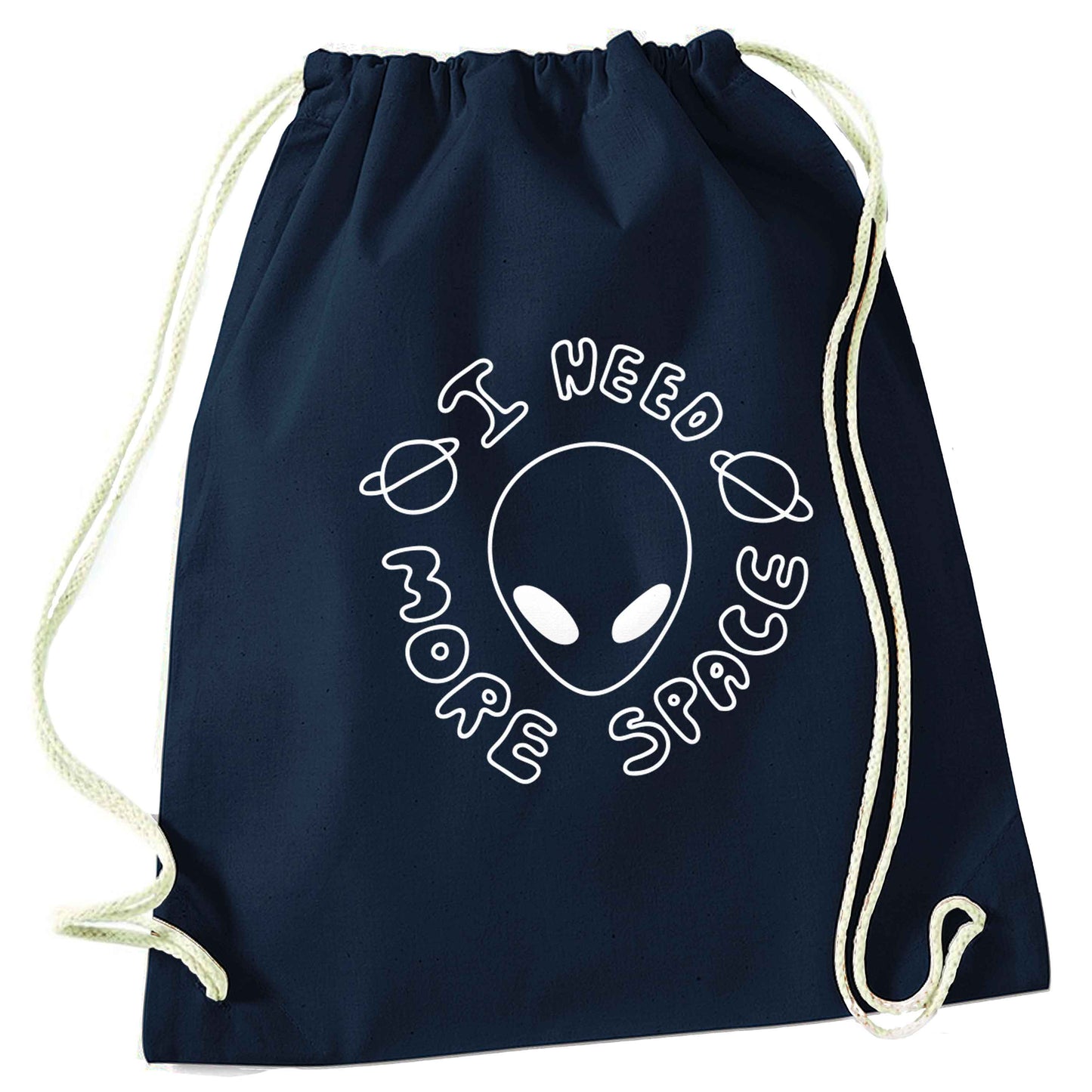 I need more space navy drawstring bag