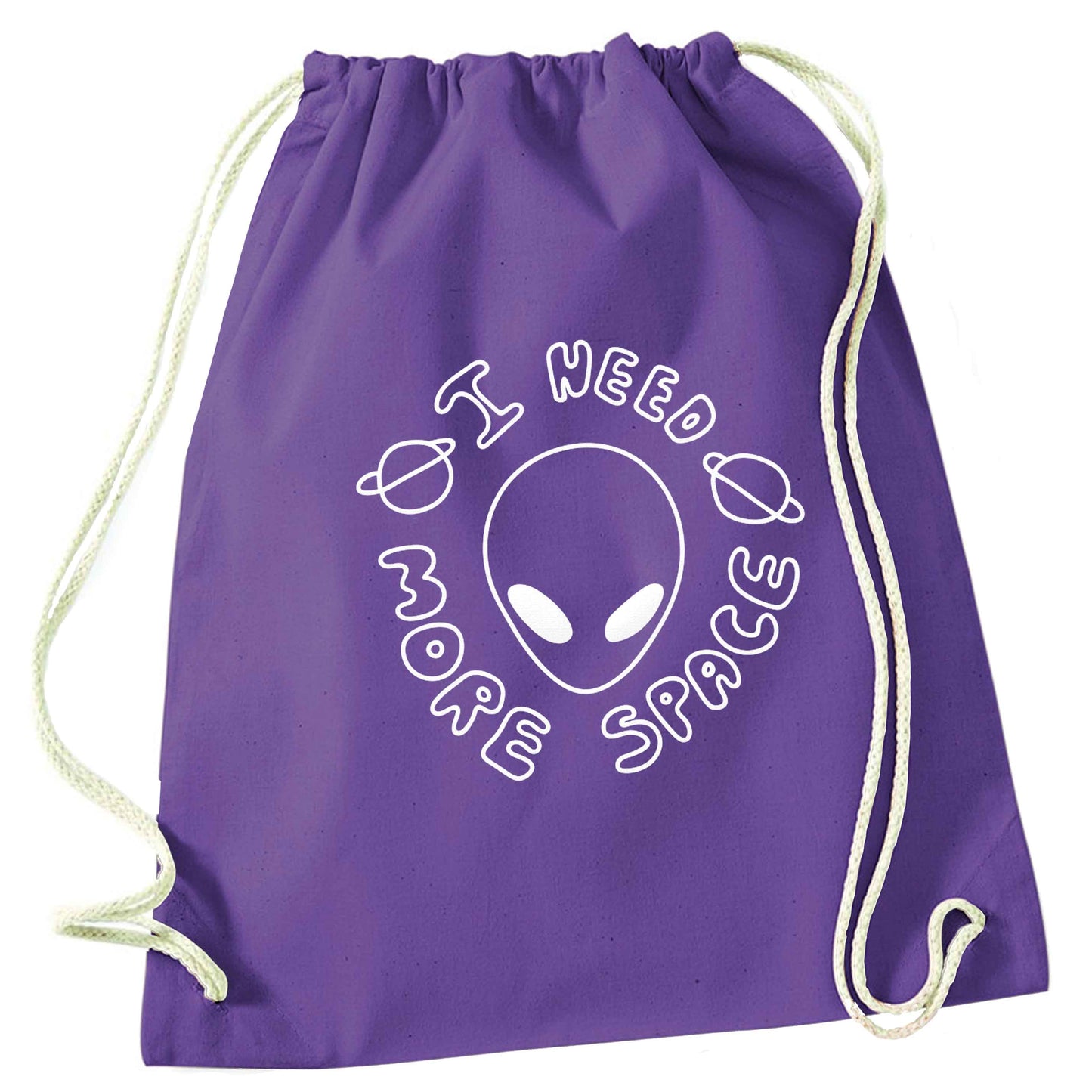 I need more space purple drawstring bag