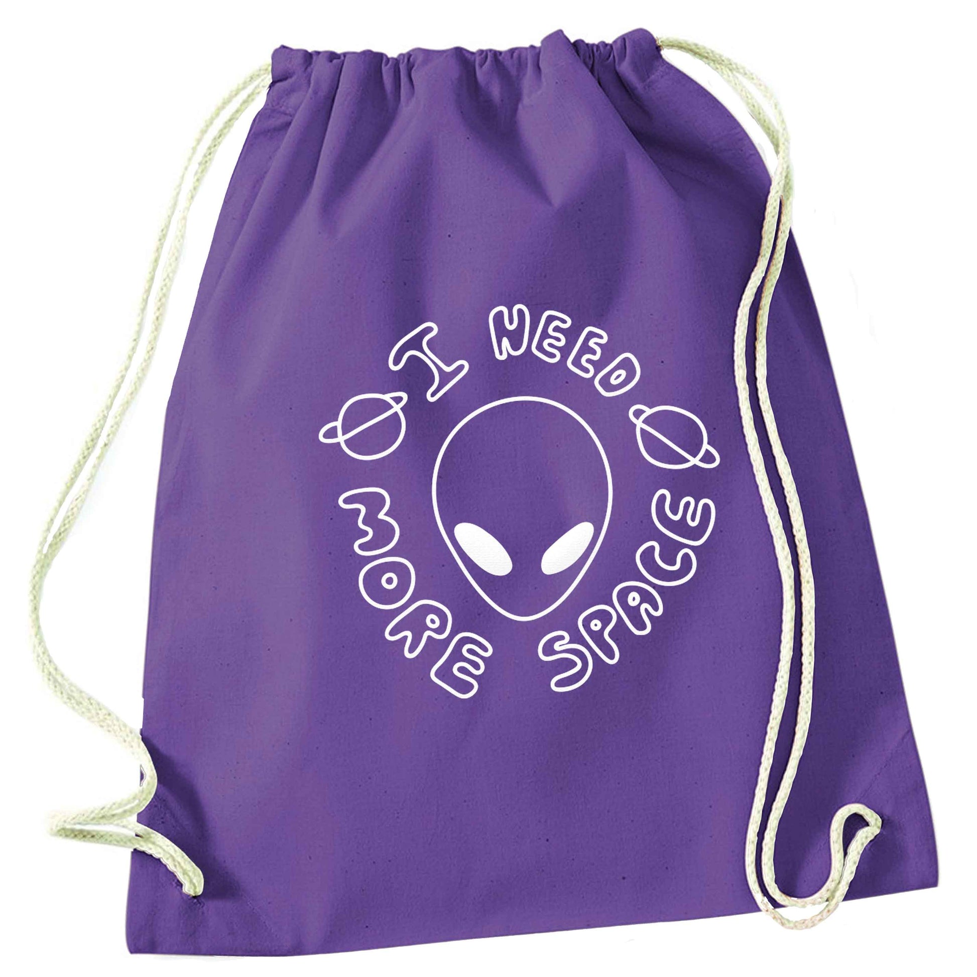 I need more space purple drawstring bag