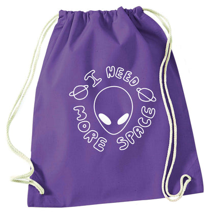 I need more space purple drawstring bag
