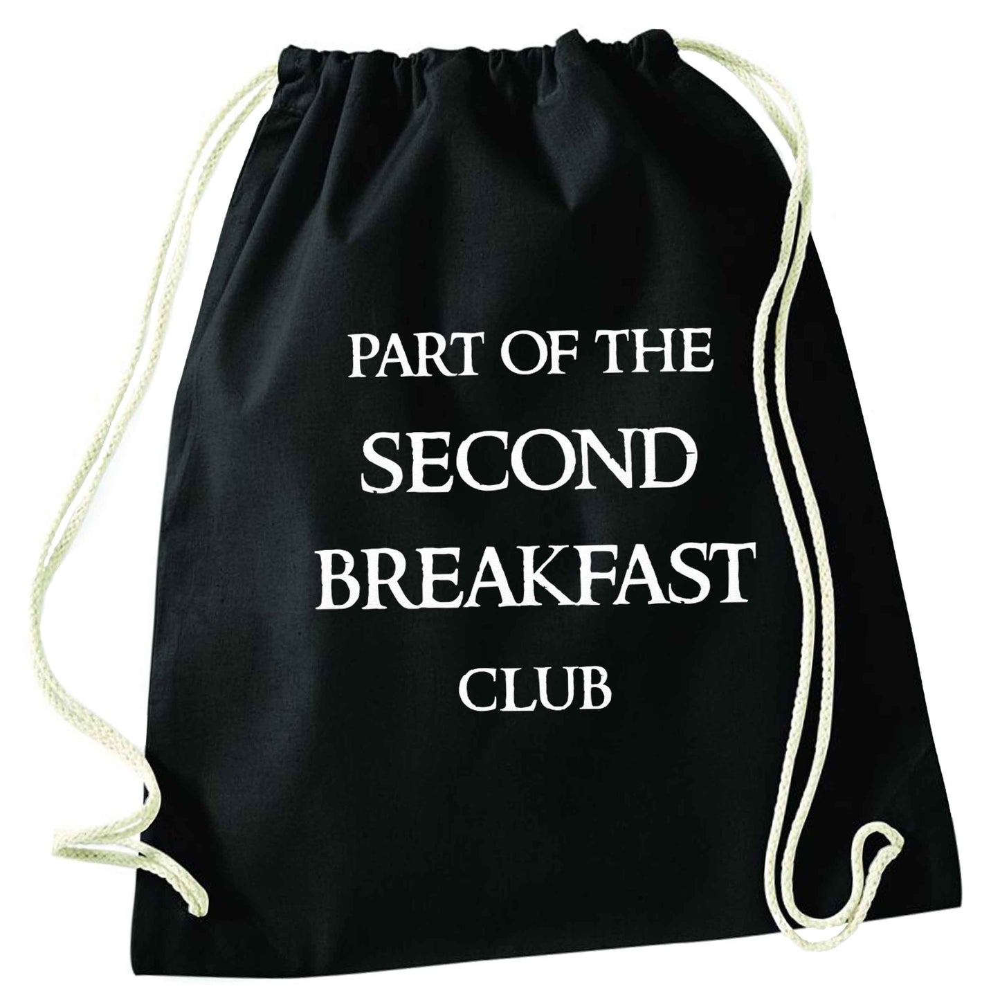 Part of the second breakfast club black drawstring bag