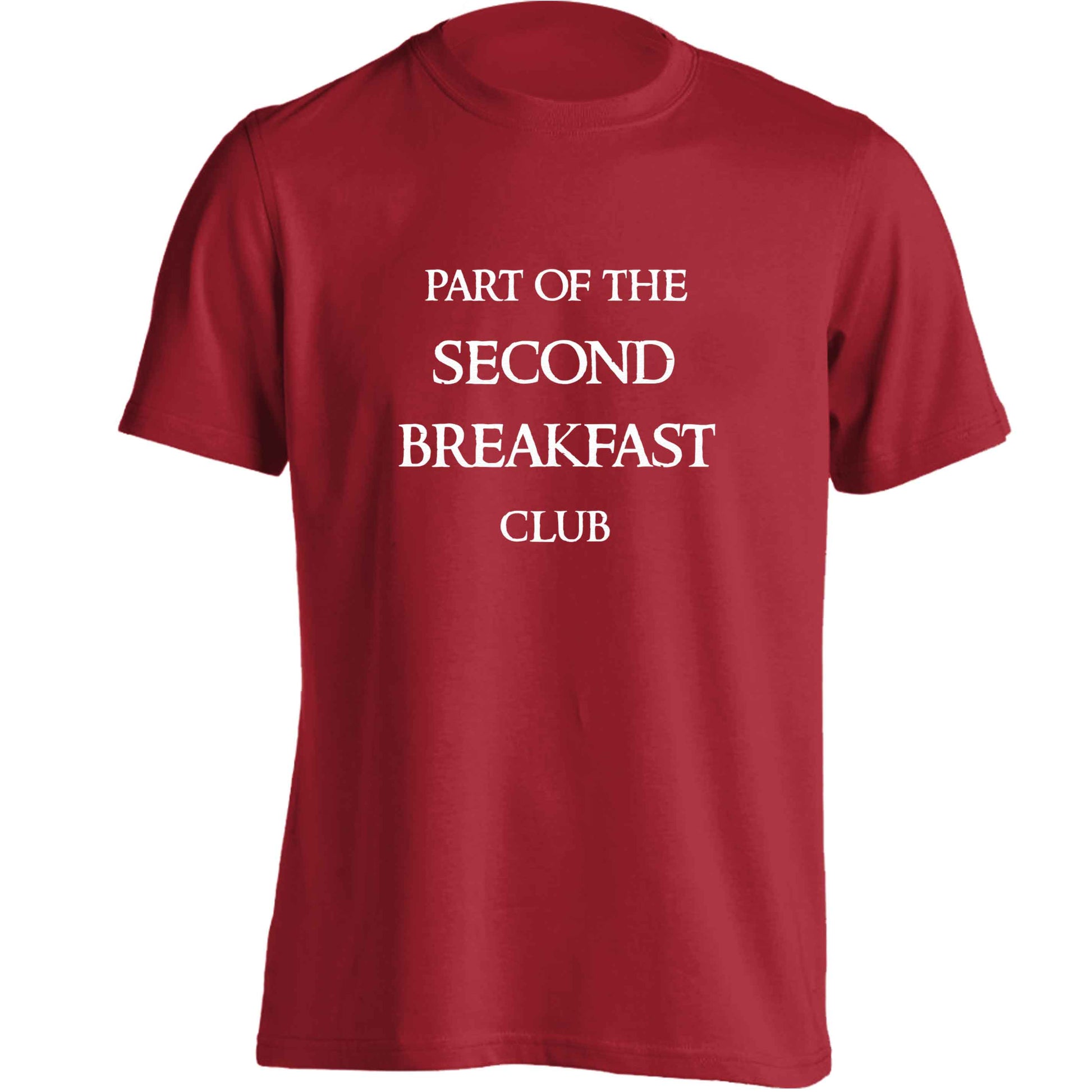 Part of the second breakfast club adults unisex red Tshirt 2XL