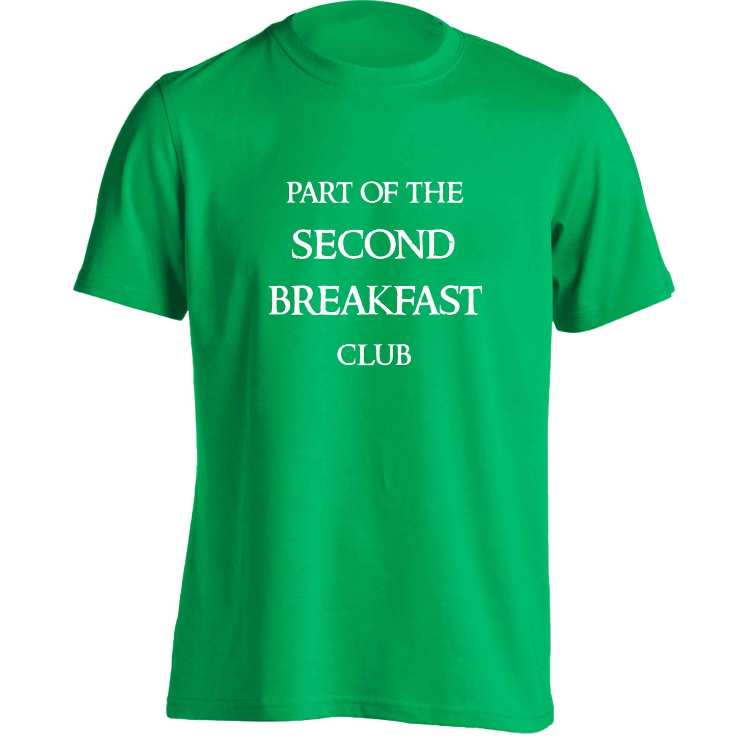 Part of the second breakfast club adults unisex green Tshirt 2XL