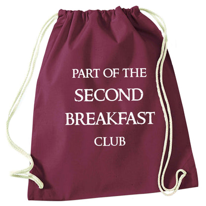 Part of the second breakfast club maroon drawstring bag