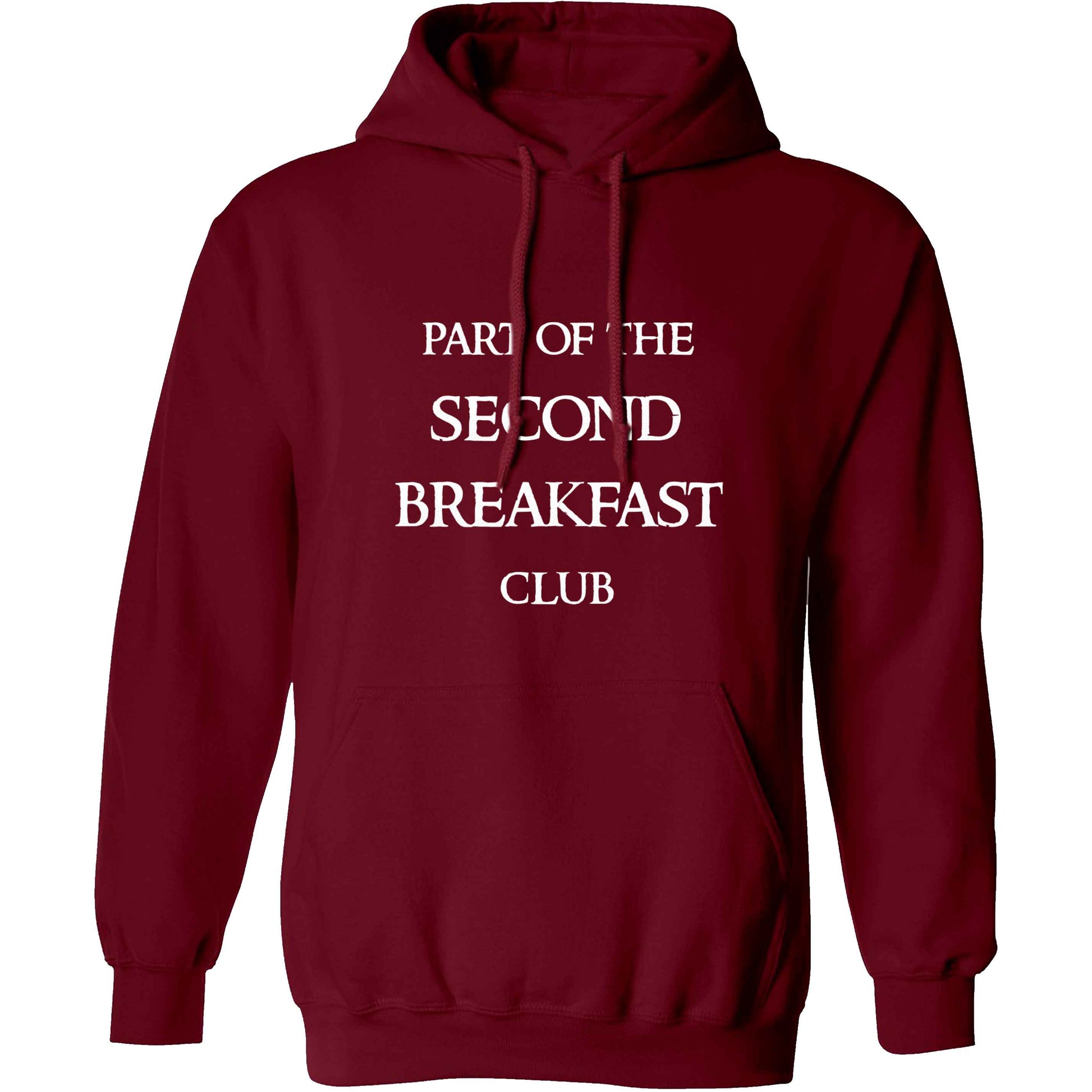Part of the second breakfast club adults unisex maroon hoodie 2XL