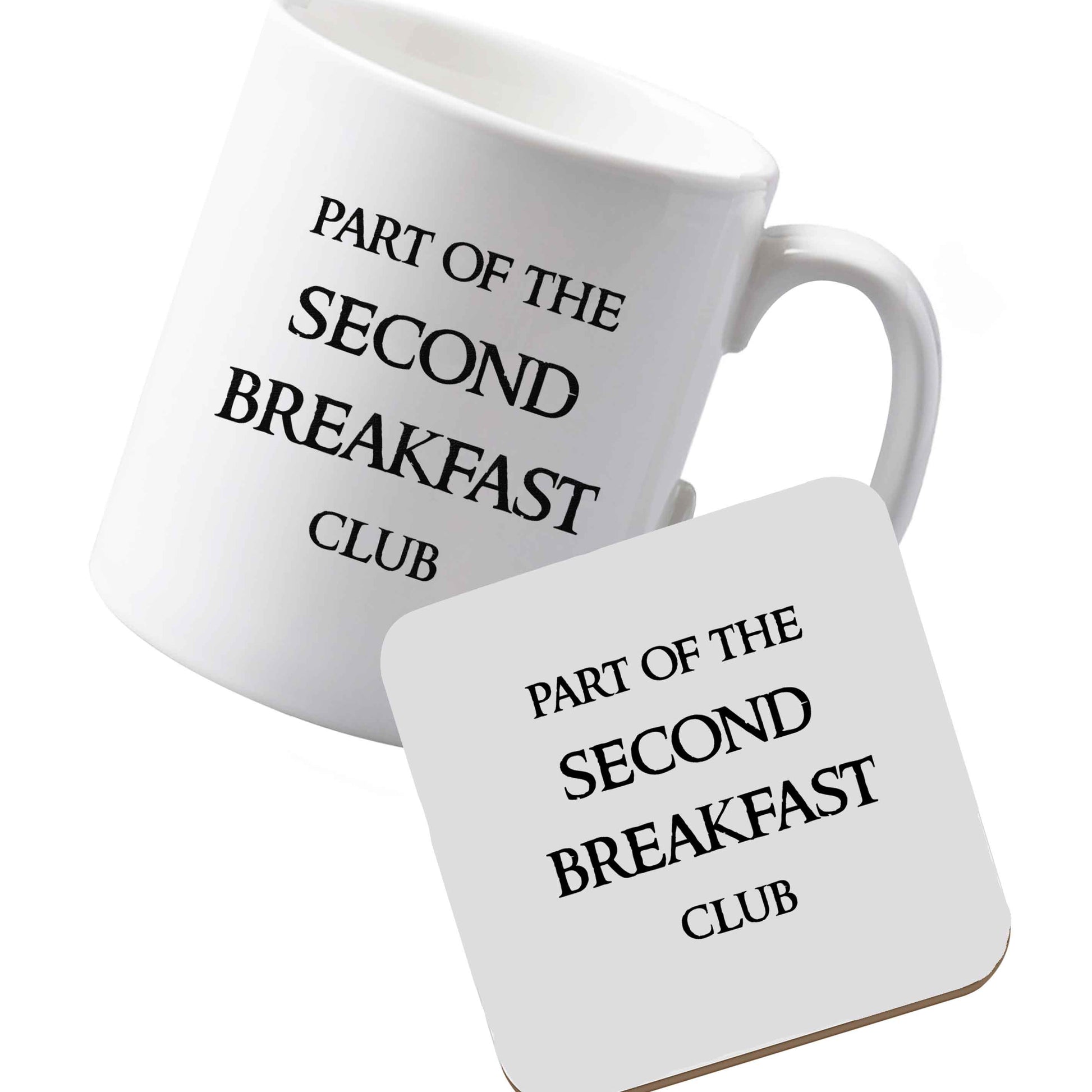 10 oz Ceramic mug and coaster Part of the second breakfast club left sided