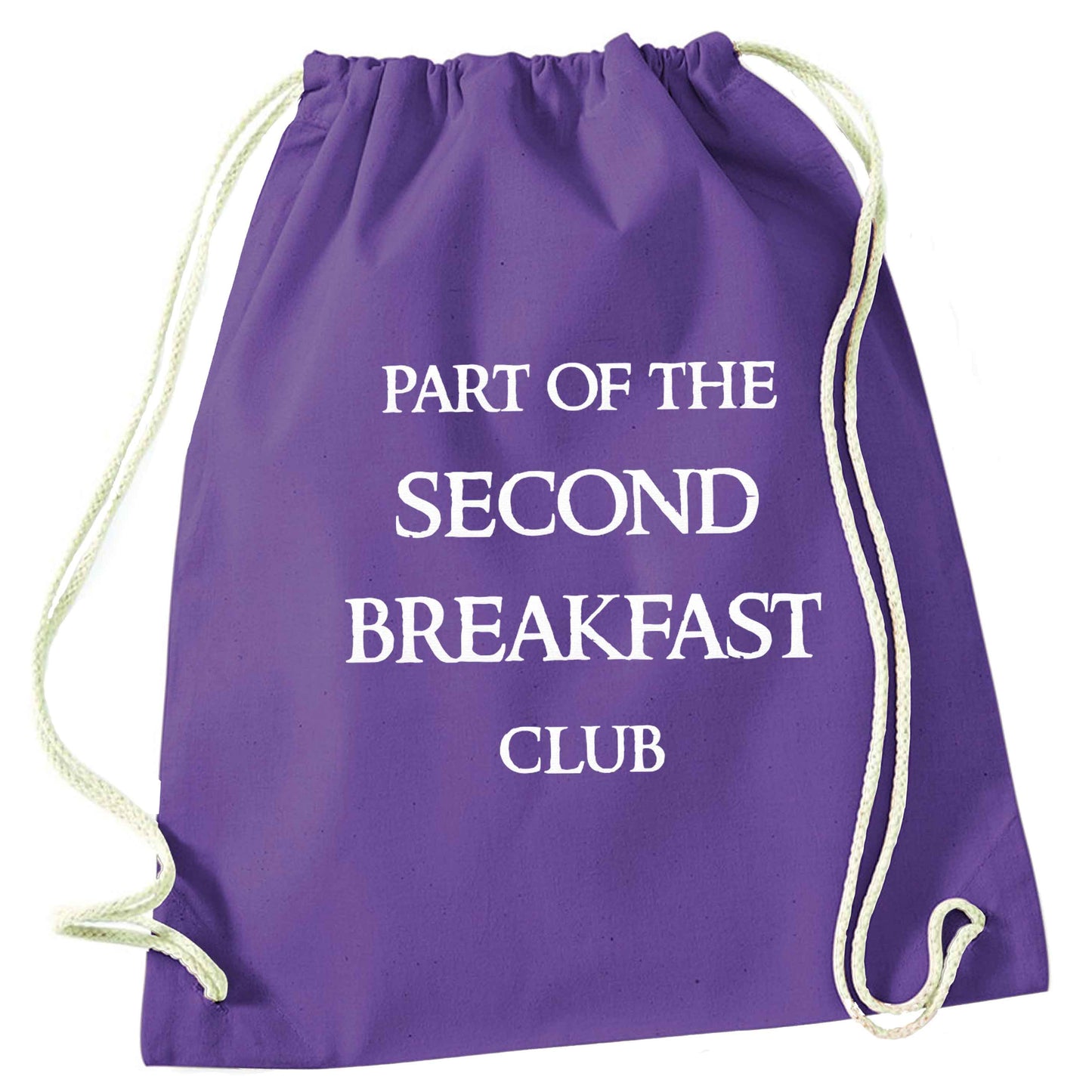 Part of the second breakfast club purple drawstring bag