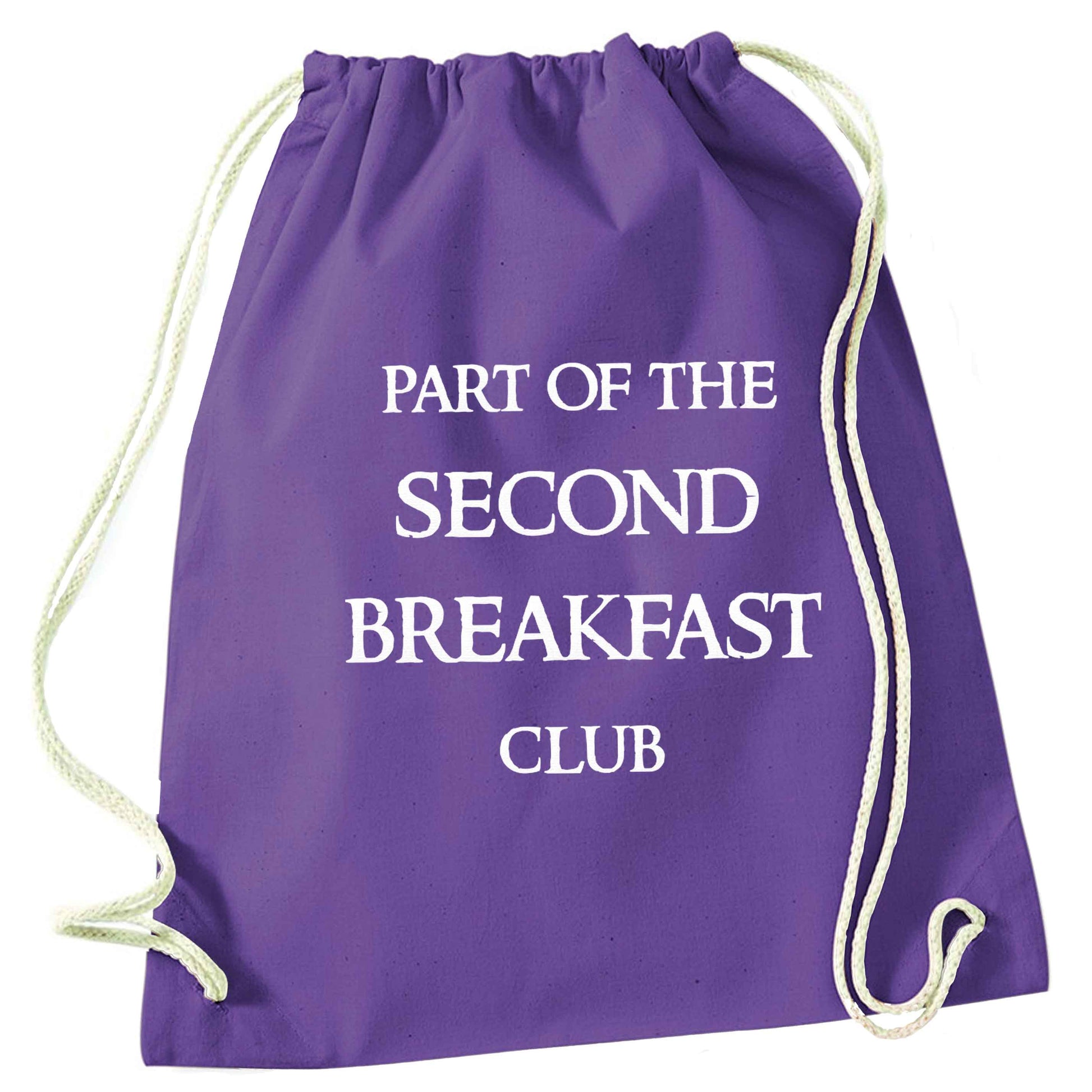 Part of the second breakfast club purple drawstring bag