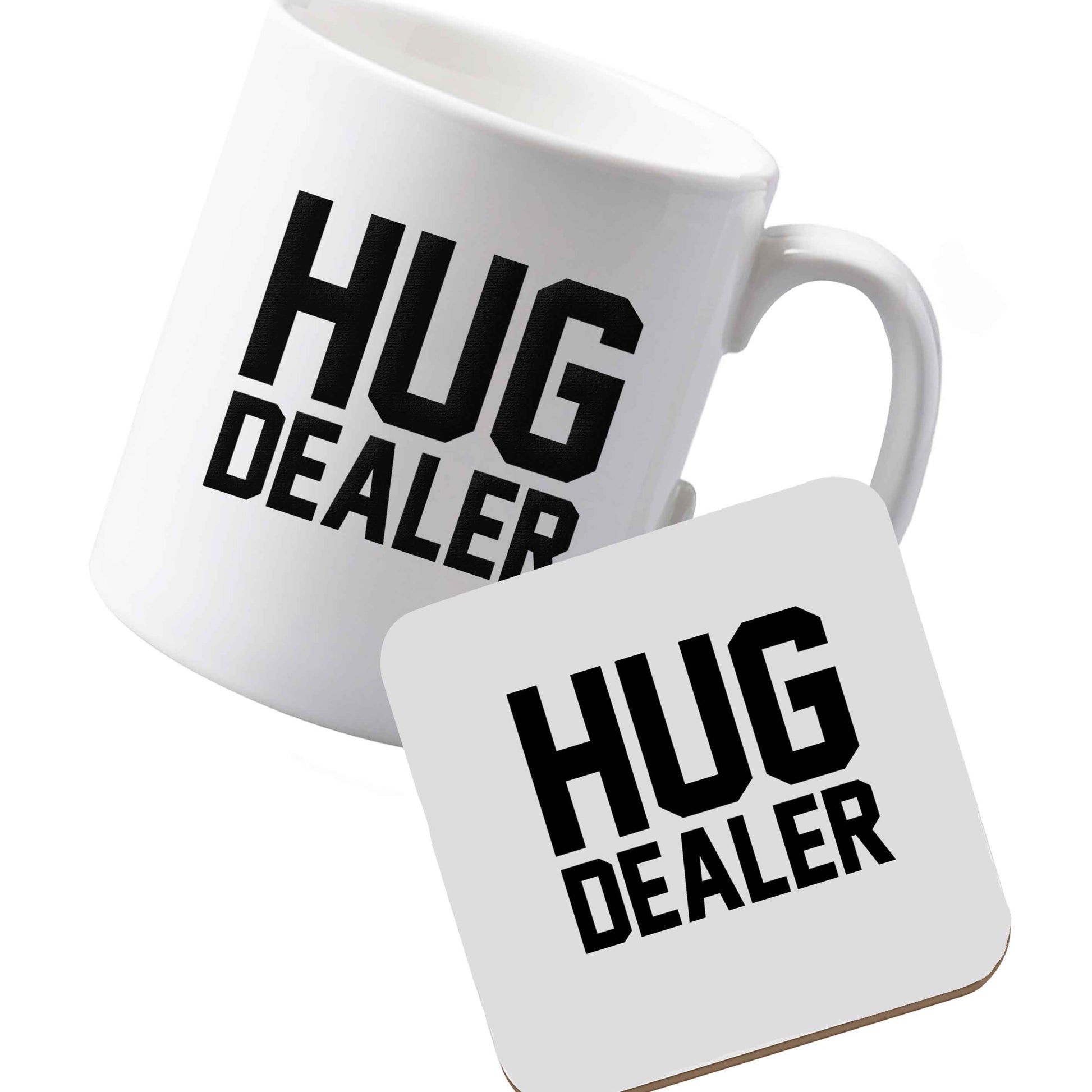 10 oz Ceramic mug and coaster Hug dealer left sided