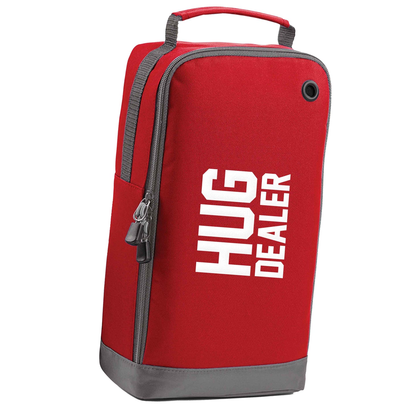 Hug dealer red sports shoe bag vertical print